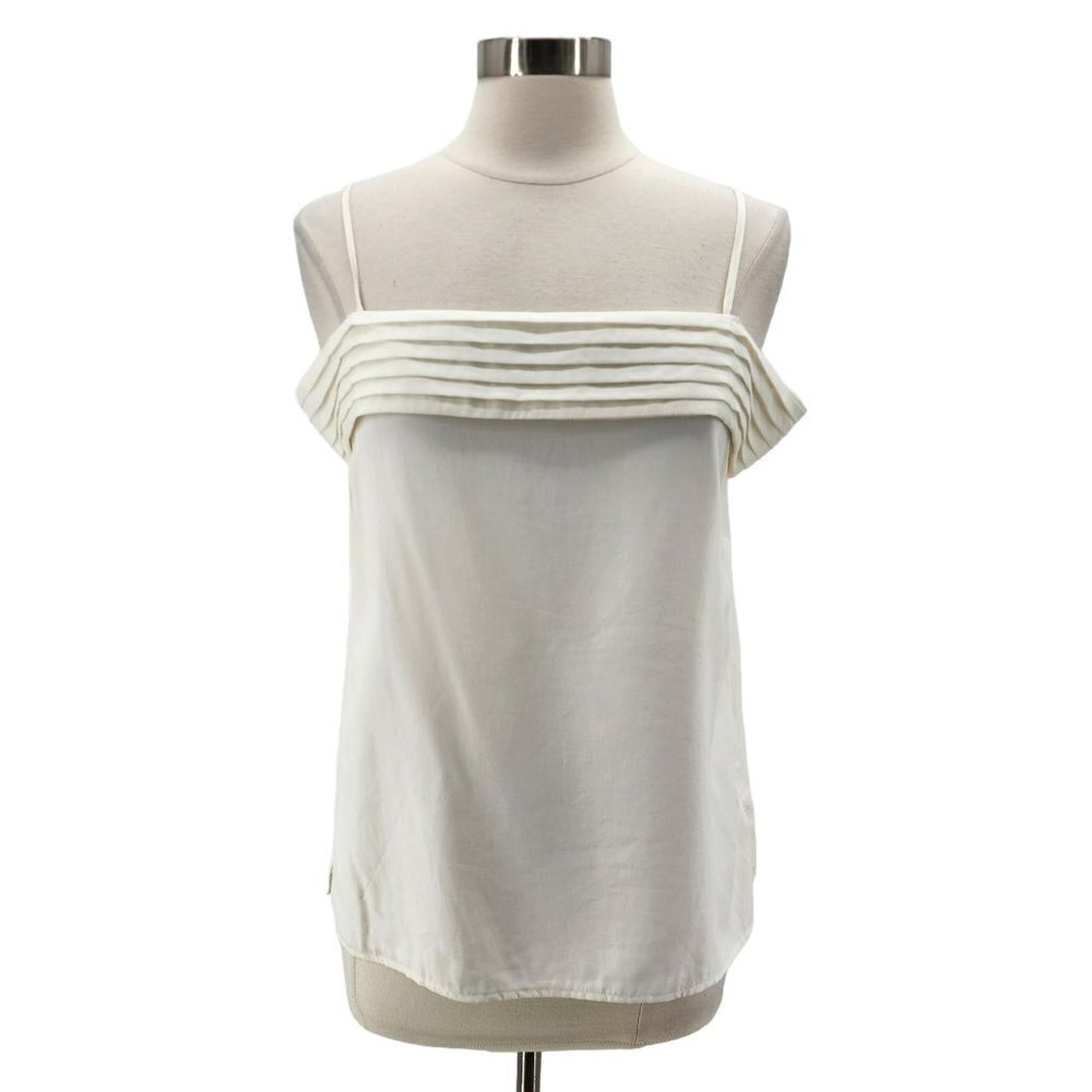 NWT Do+Be Sleeveless Off The Shoulder Pleated Ivory Blouse Top Womens Large
